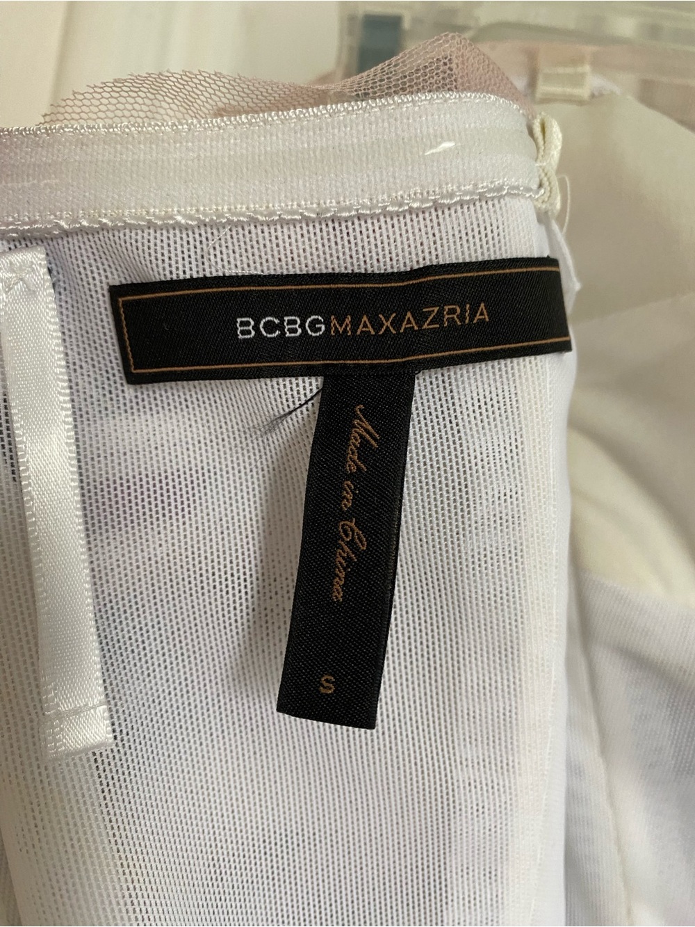 BCBGMaxAzria White Mesh Panel Dress With Ruffles - Picture 9 of 10